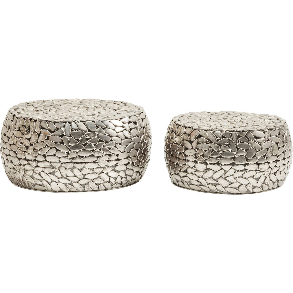 Lot de 2 tables basses imitation galets, PEBBLES argent, KARE DESIGN
