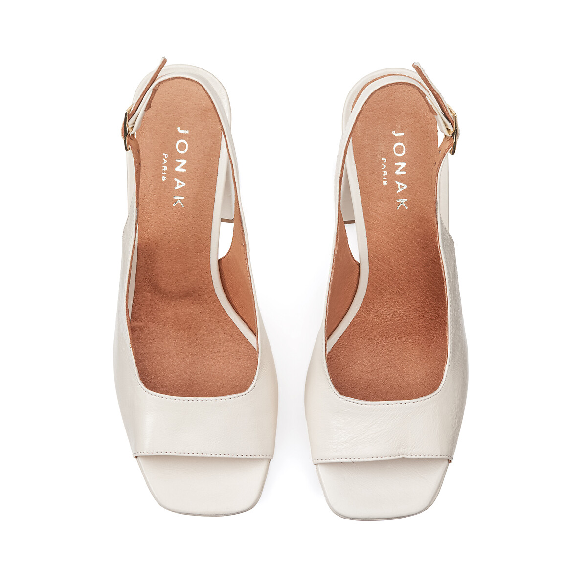 Sandales cuir à talon slingback Vlad ecru, JONAK