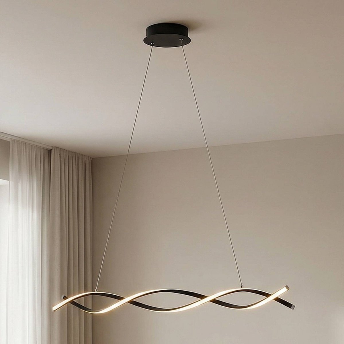 Suspension en métal moderneLED, Welina noir mat, LINDBY