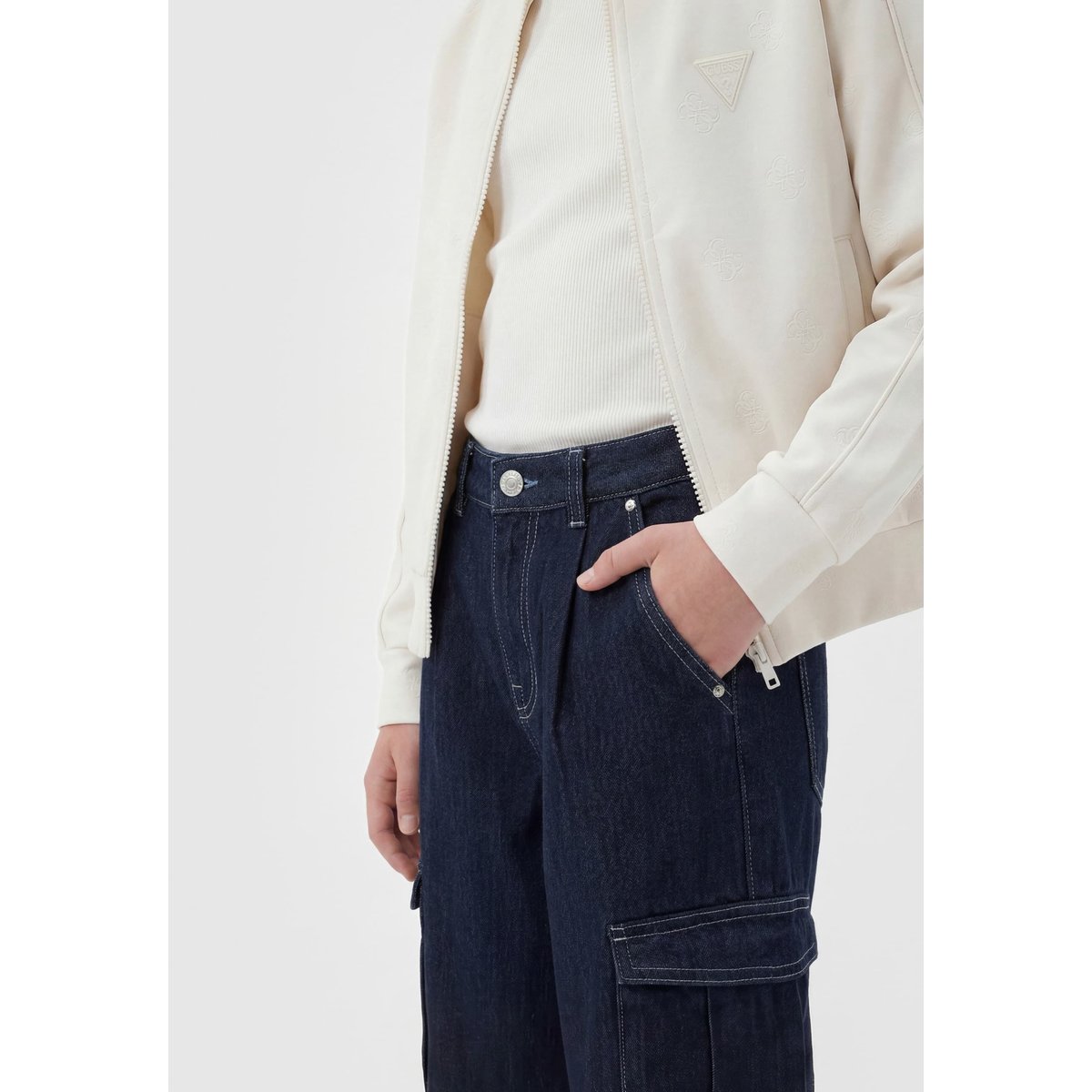 Jeans Cargo Wide Leg Relaxed bleu foncé, GUESS KIDS