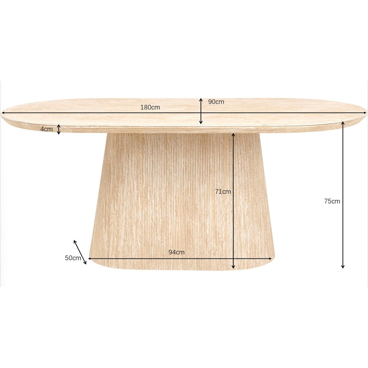 Table ovale en grès, TRAVERTINO beige, KARE DESIGN