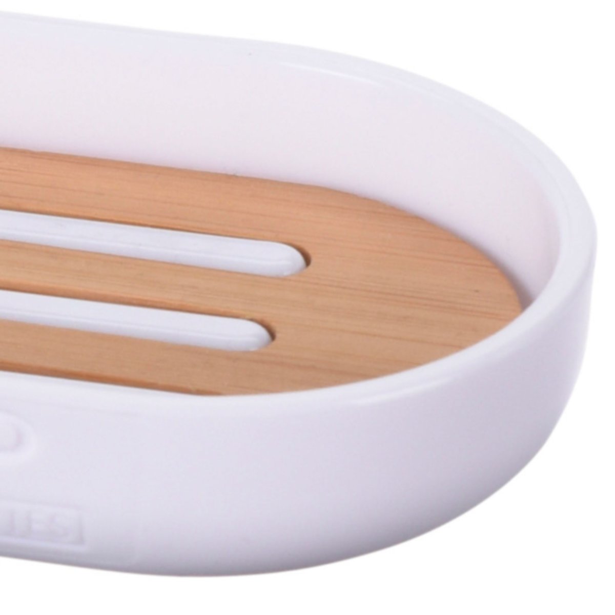 Porte savon blanc et bambou - 12x8cm blanc, WADIGA