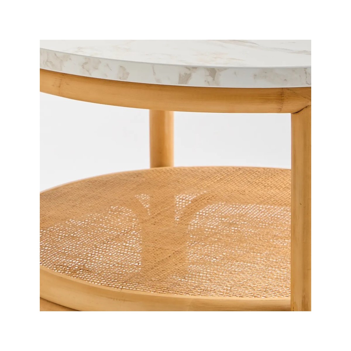 Table basse en rotin RIVIERA plateau blanc Dia 70 blanc, KOK
