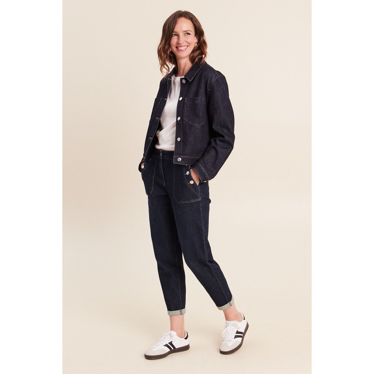Pantalon mom 7/8ème en coton denim brut, BREAL