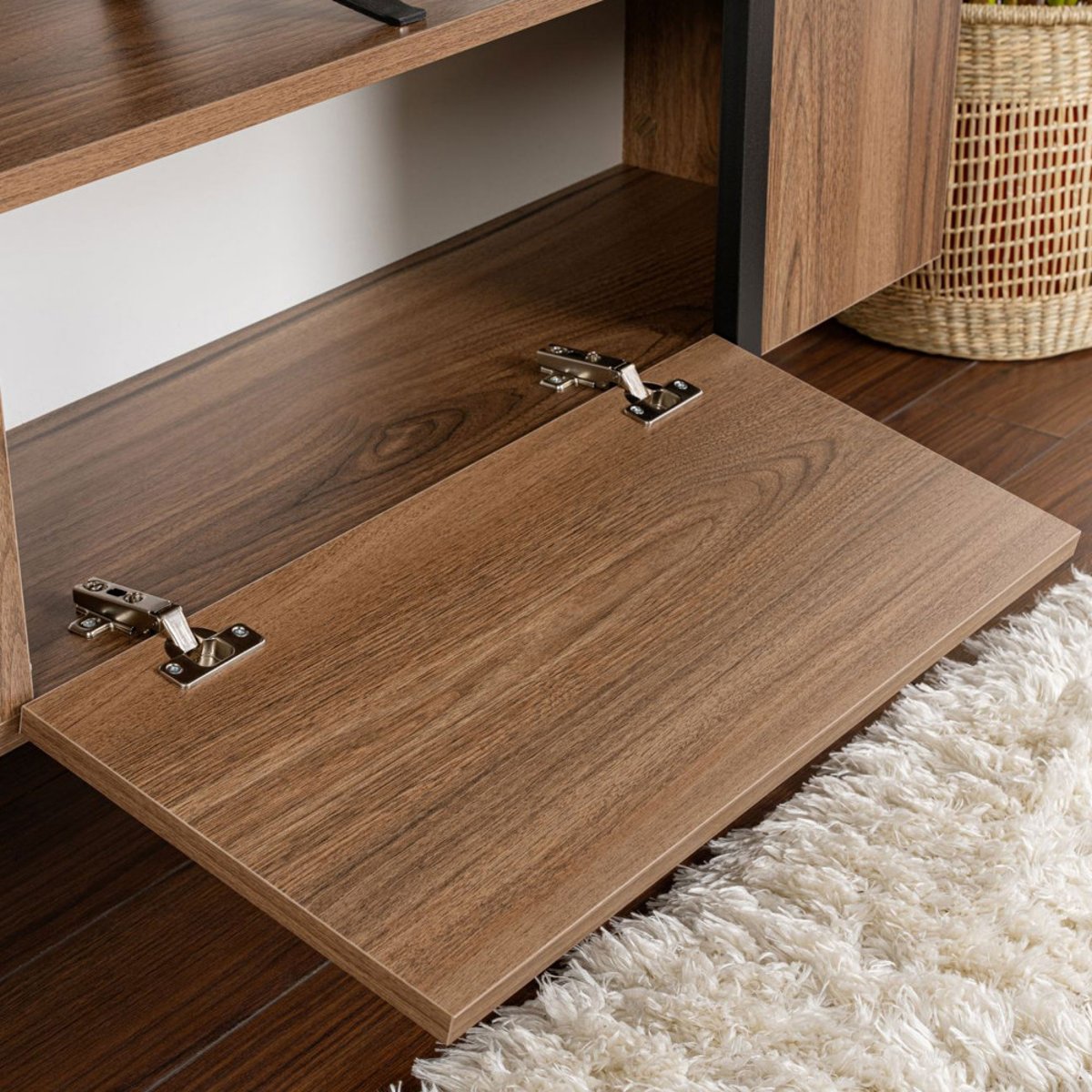 Meuble TV 2 portes en bois et métal L180cm- TOD bois foncé, DRAWER