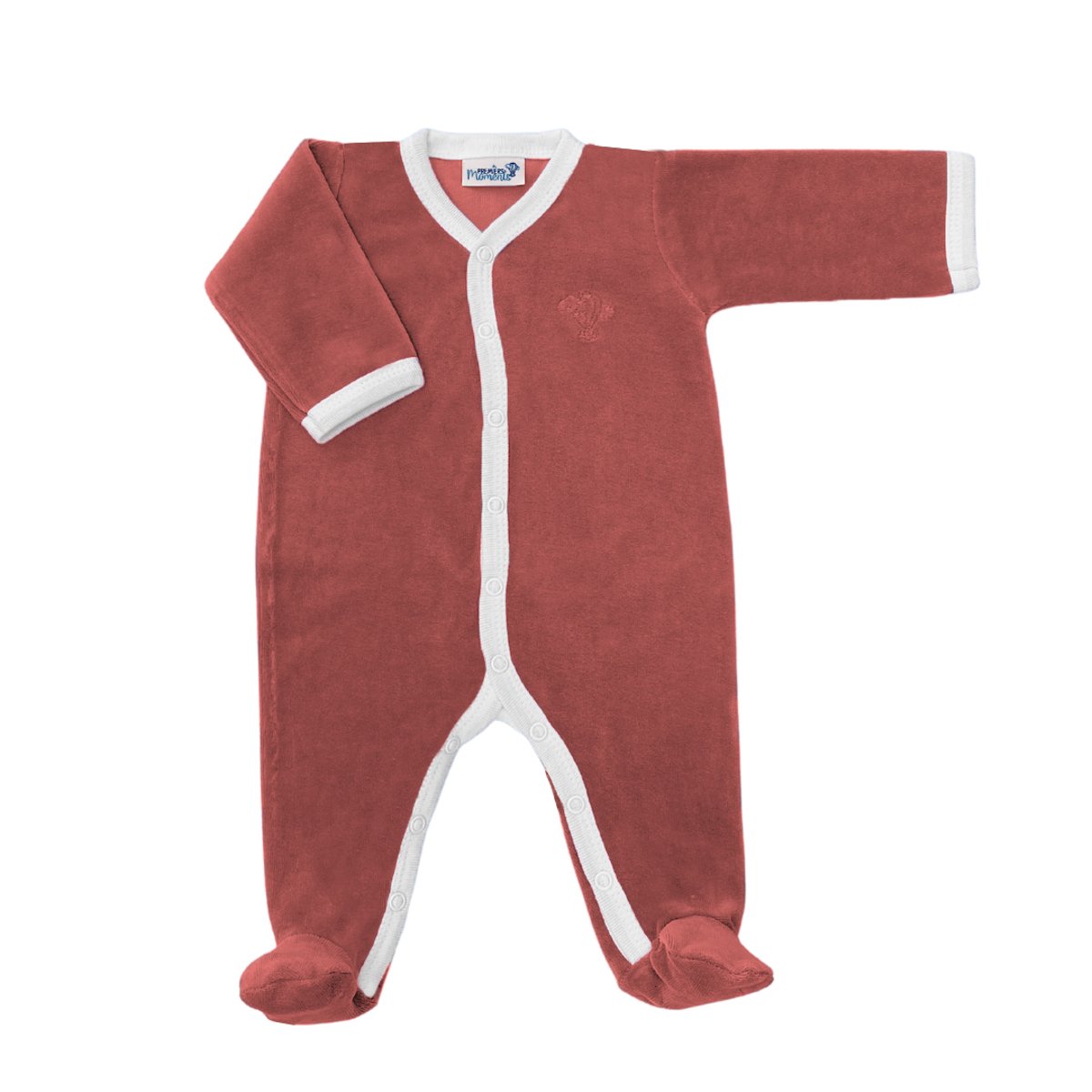 Pyjama velours - 100% coton biologique - 1 à 6 mois framboise, PREMIERS MOMENTS