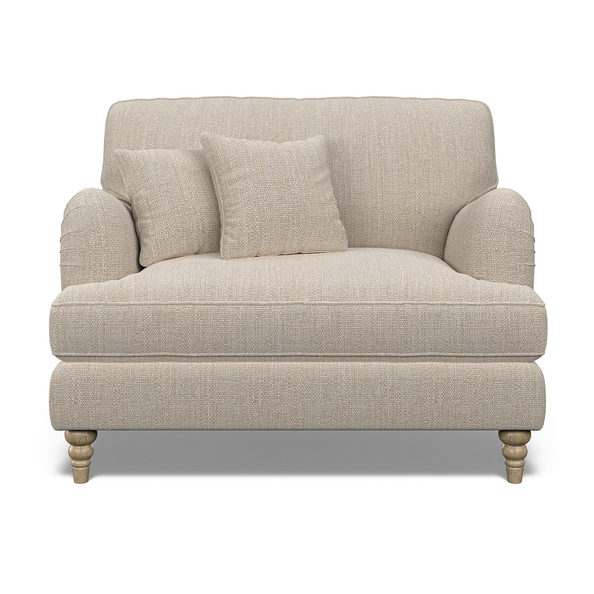 Emeline Tonal Basket Weave Snuggle Chair with Oak Legs ecru , ÉDITÉ