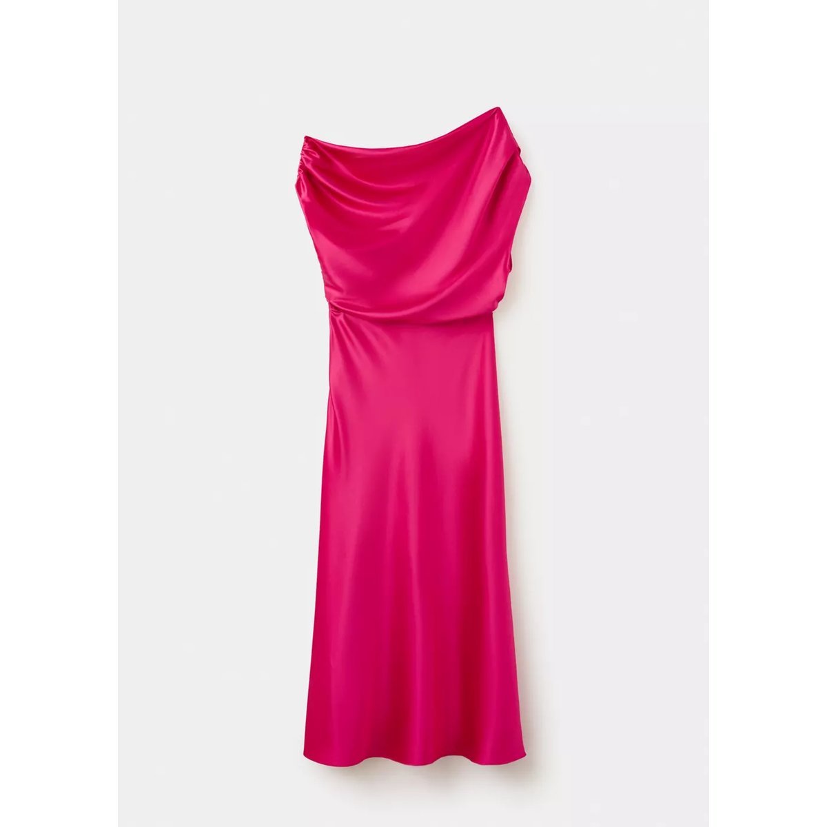 Robe en soie asymétrique fuchsia, MANGO