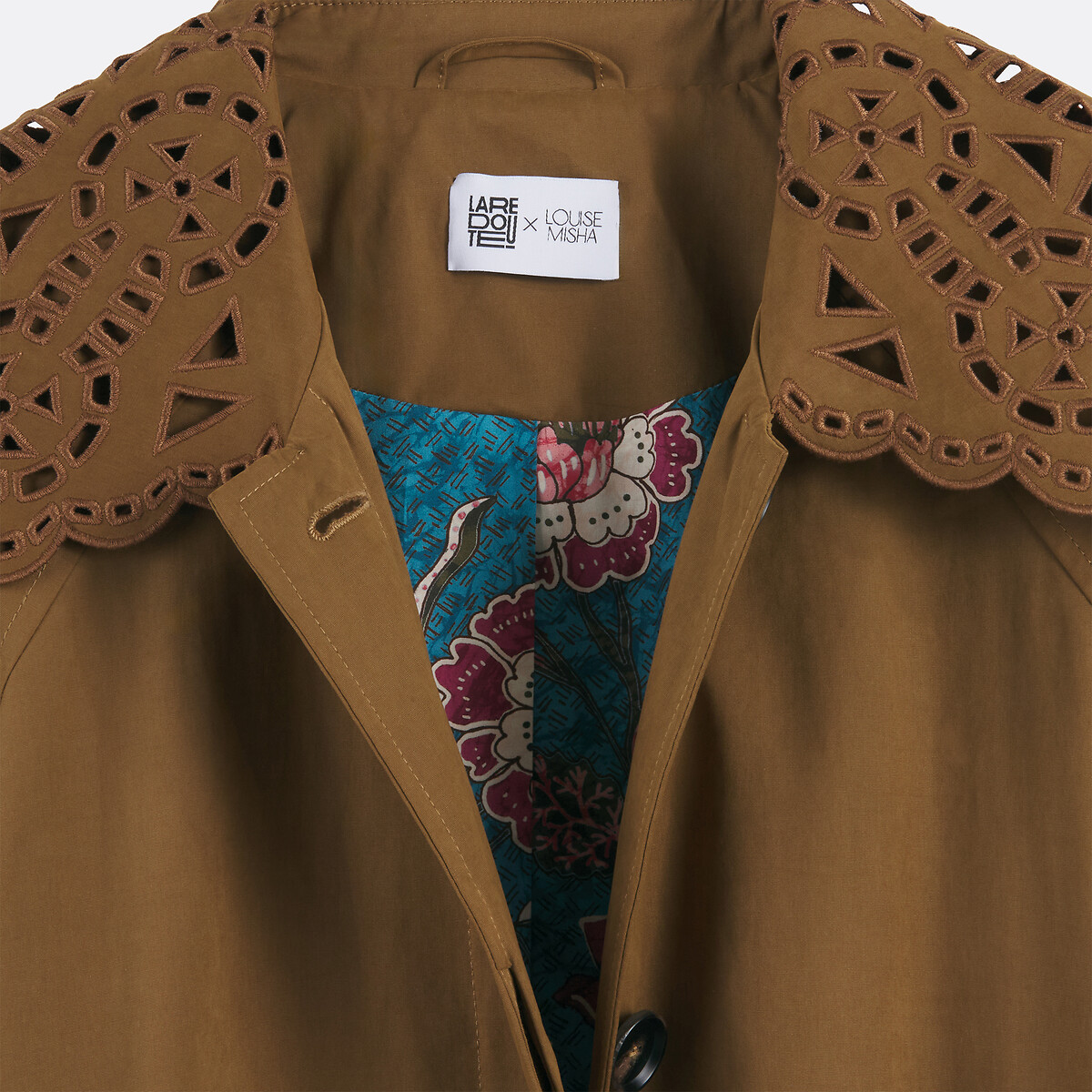 Long Trench Coat with Belt and Button Fastening dark beige, La Redoute Collections x Louise Misha
