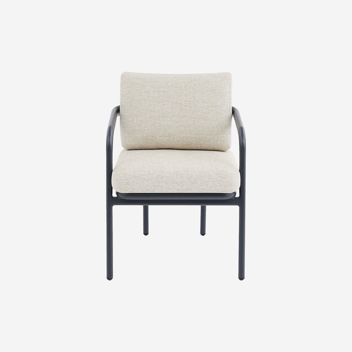 Lot de 2 chaises de jardin en tissu tissé déperlant et aluminium gris NAZARE beige, HABITAT