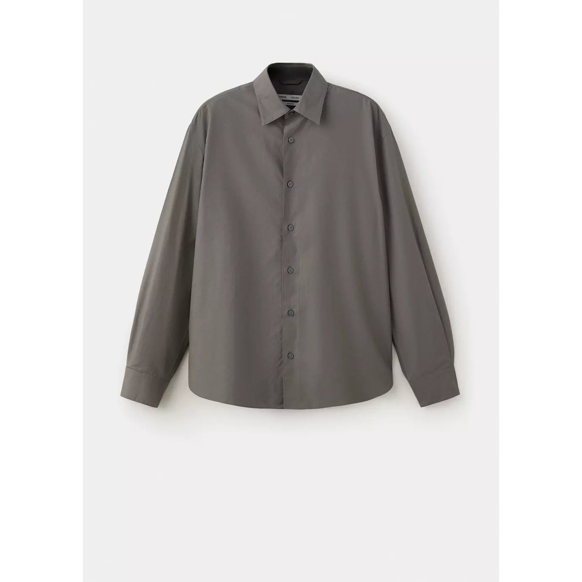 Chemise en mélange coton-lyocell coupe relaxed marron moyen, MANGO MAN