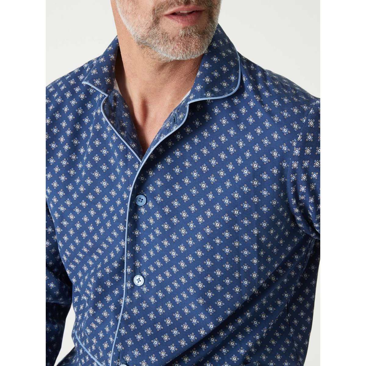 Pyjama classique polyester coton imprimé marine, DAXON