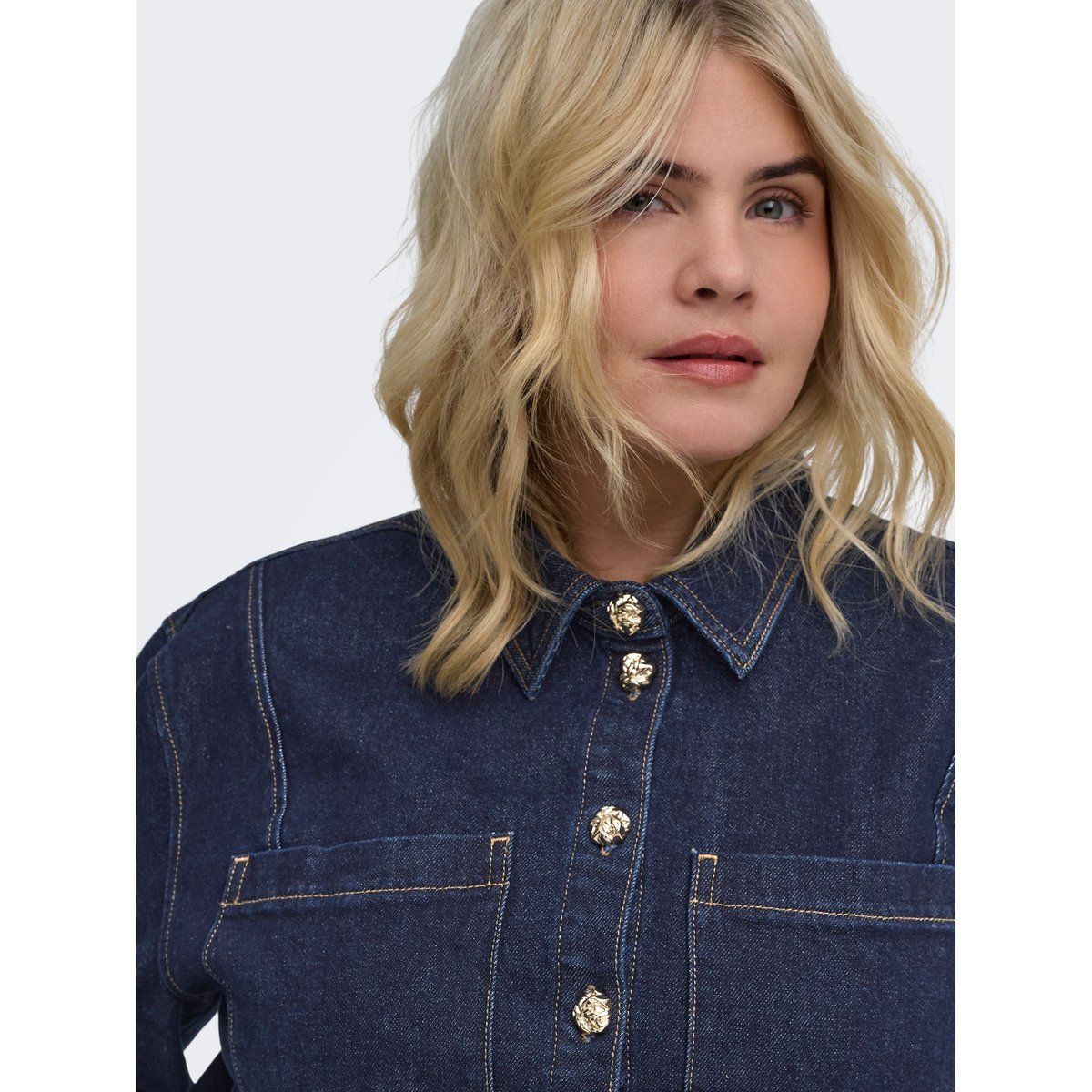 Chemise En Denim dark blue denim, ONLY CARMAKOMA