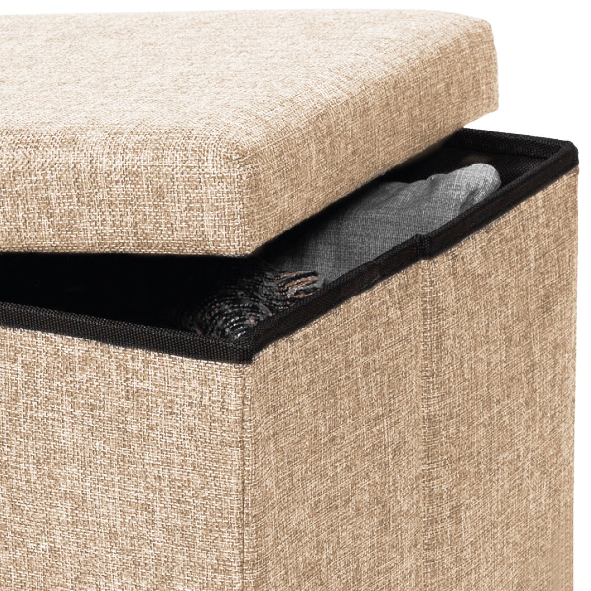 Banquette coffre de rangement beige 76x38x38cm beige, WADIGA