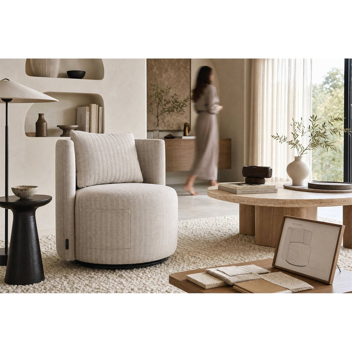 Chaise de repas outdoor pivotante beige, RECOLLECTION