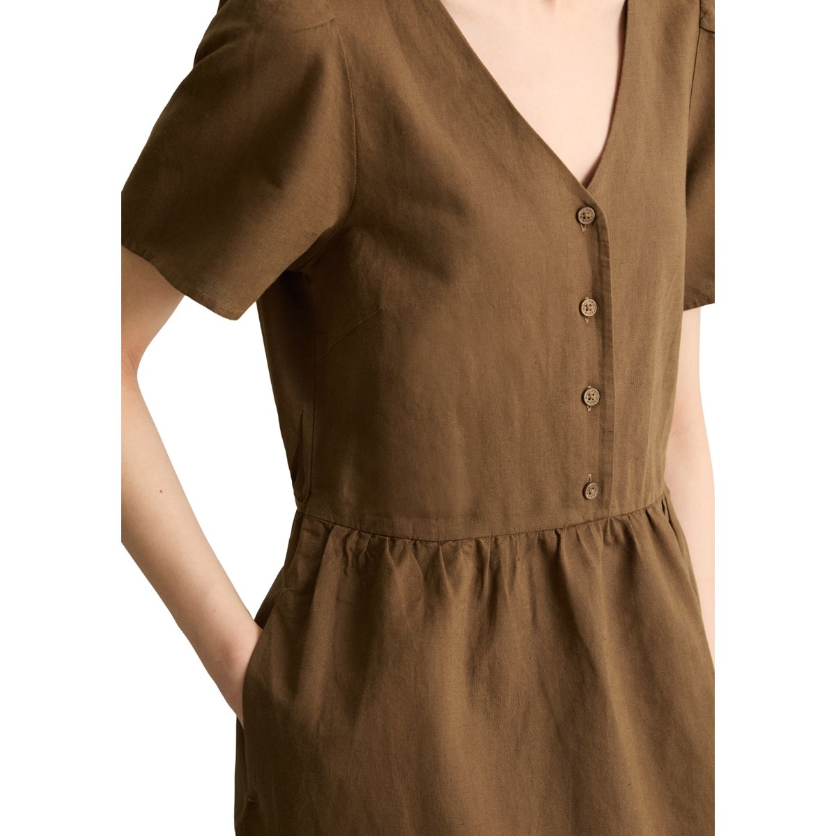 Robe regular en mélange de lin et de coton marron, MARC O’POLO DENIM