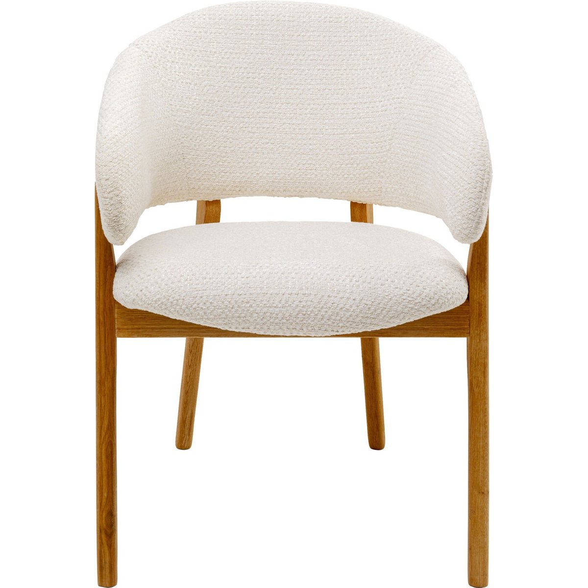 Chaise avec accoudoirs en polyester tressé et chêne, AUGUST beige, KARE DESIGN