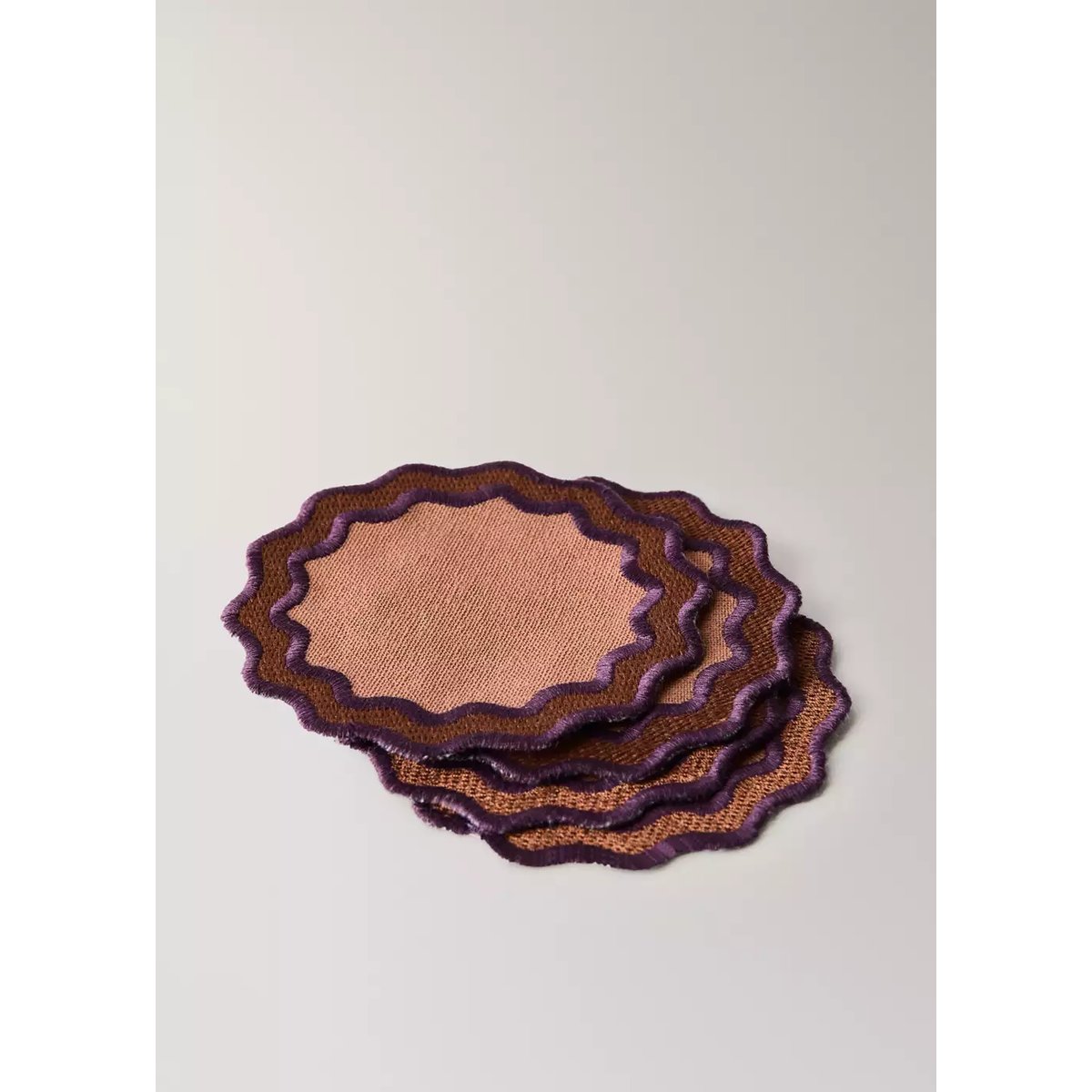 Dessous de verre géométriques 100 % coton rose, MANGO HOME