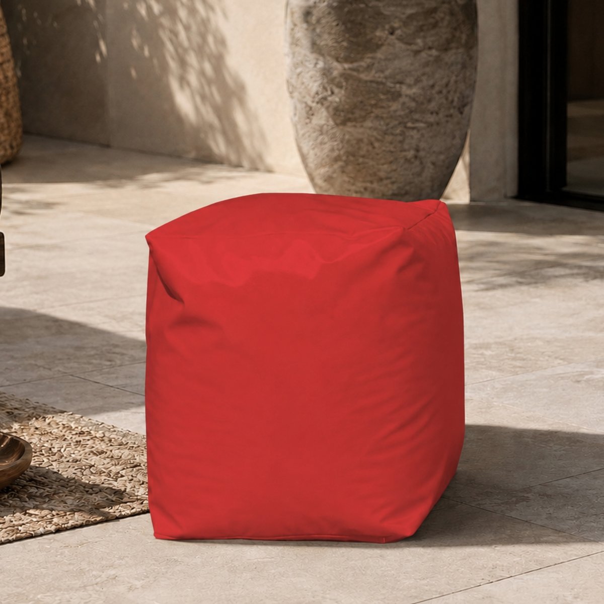 Pouf Cube Taupe rouge, HOME MAISON