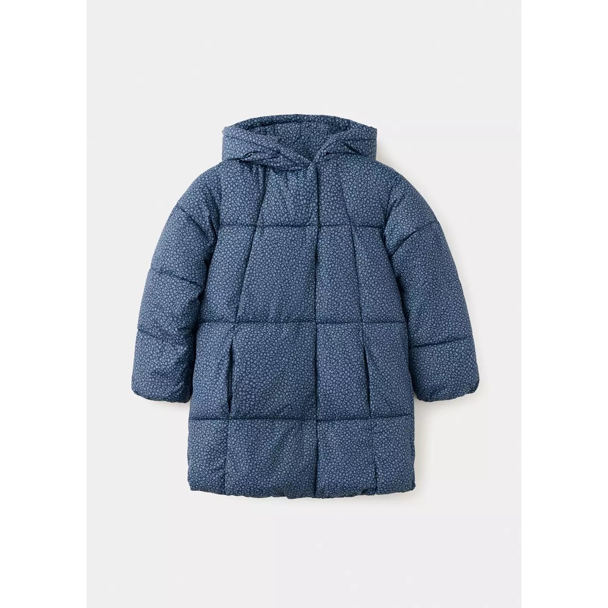 Anorak matelassé à fleurs bleu nuit, MANGO KIDS