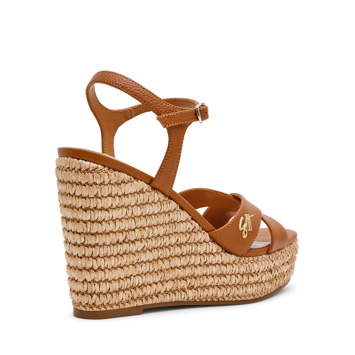 Sandali con zeppa in pelle Cylo-E cognac, STEVE MADDEN