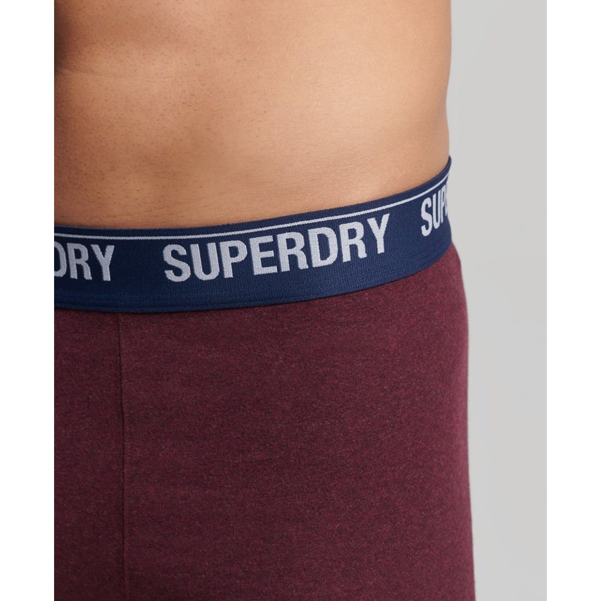 Lot de deux caleçons en coton biologique bordeaux/rouge, SUPERDRY