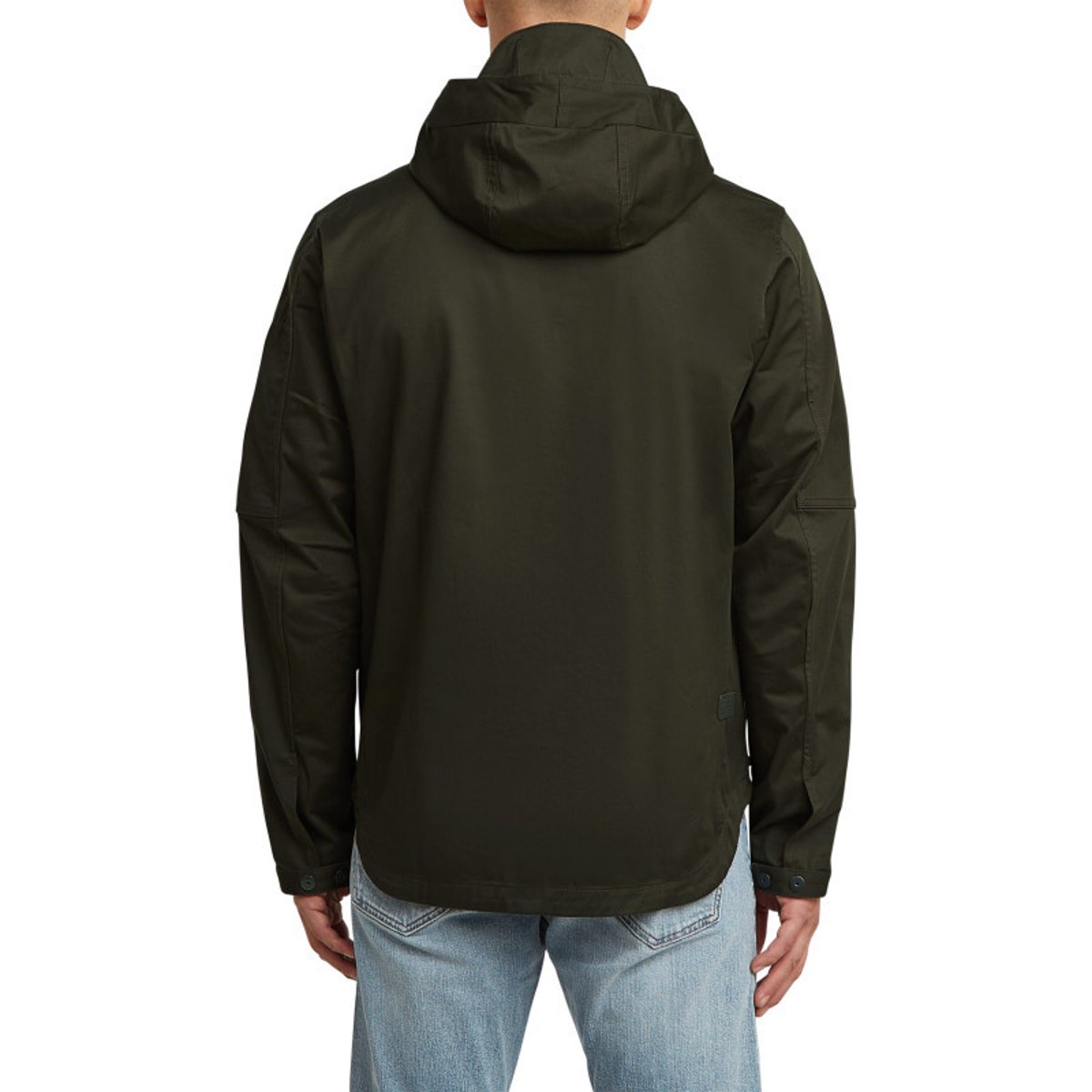 Blouson en coton biologique kaki uni avec une coupe droite et un col à capuche vert, G-Star RAW