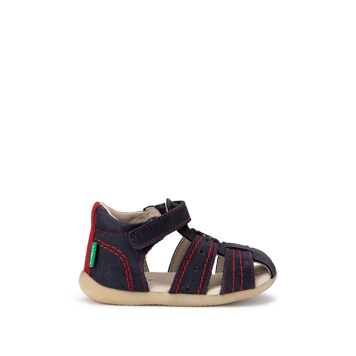 Sandales cuir Bigbazar-2 marine/rouge, KICKERS