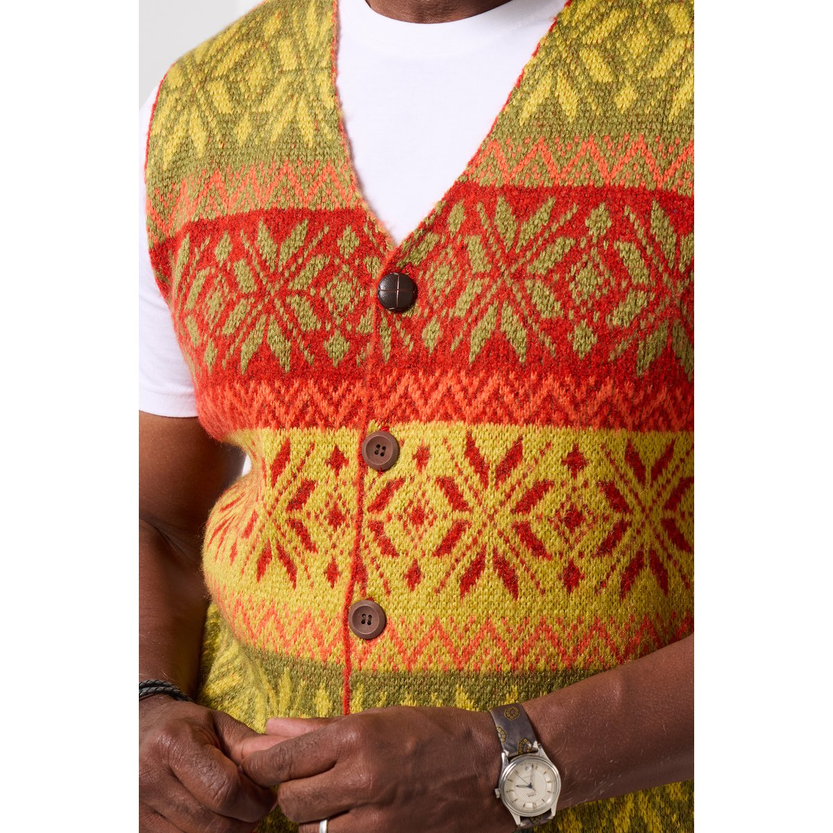Veston Funky en Maille Jacquard Fair Isle multicolore, JOE BROWNS