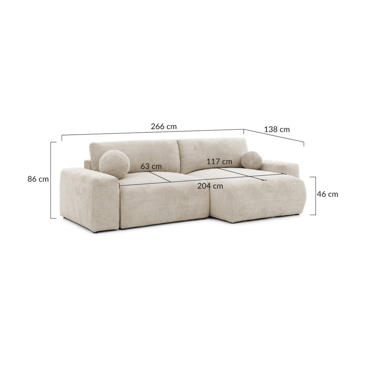 Canapé d'Angle Convertible 4 places - CONSTANCE gris, BEST MOBILIER