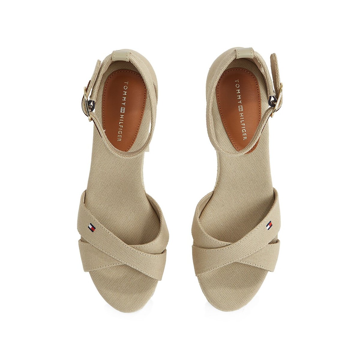 Sandales croisées compensées Flag beige, TOMMY HILFIGER