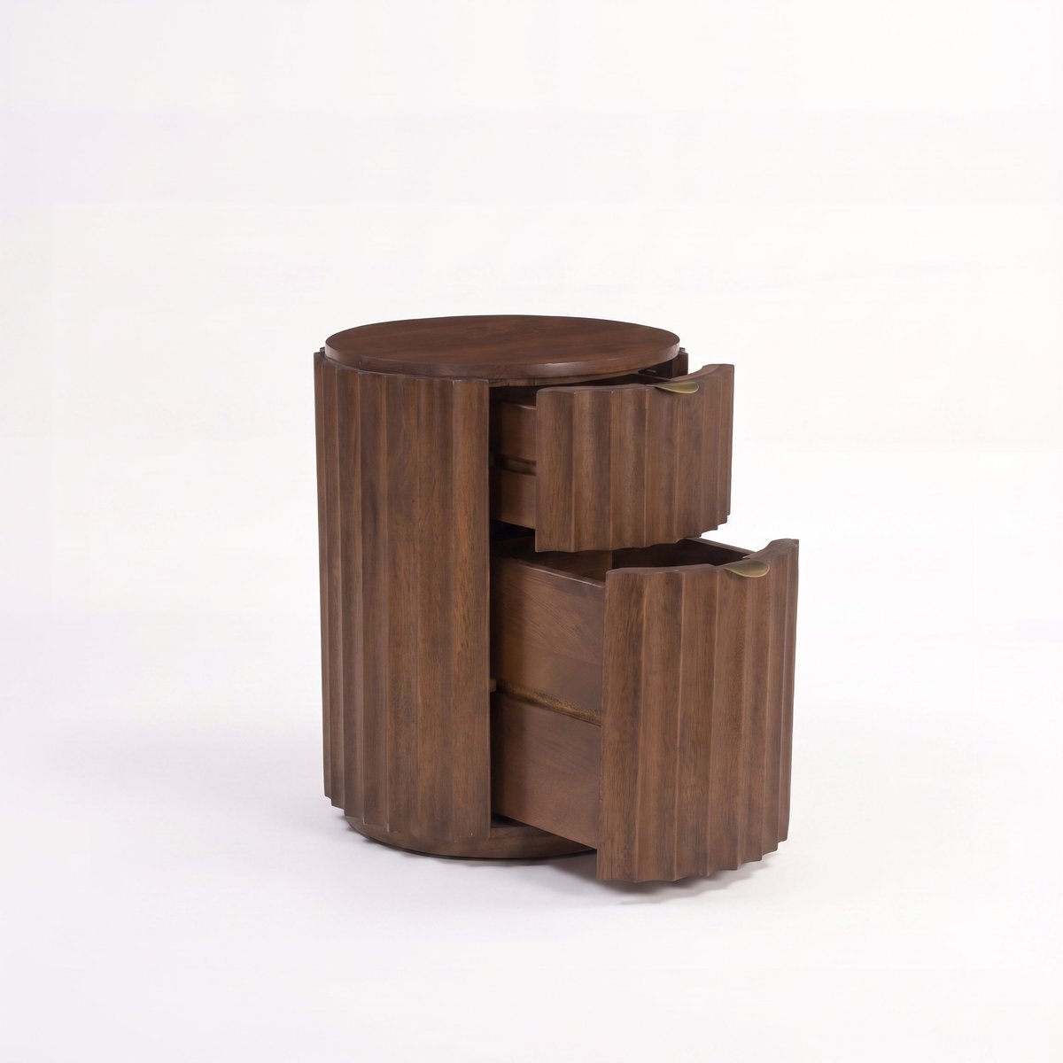 Table d'appoint en bois de manguier finition noyer, 2 tiroirs - LIVIO marron foncé, MAISON PAVANE