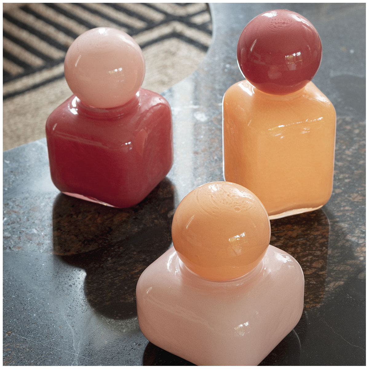 Set de 3 boîtes PIPA en verre multicolore, BLANC D’IVOIRE