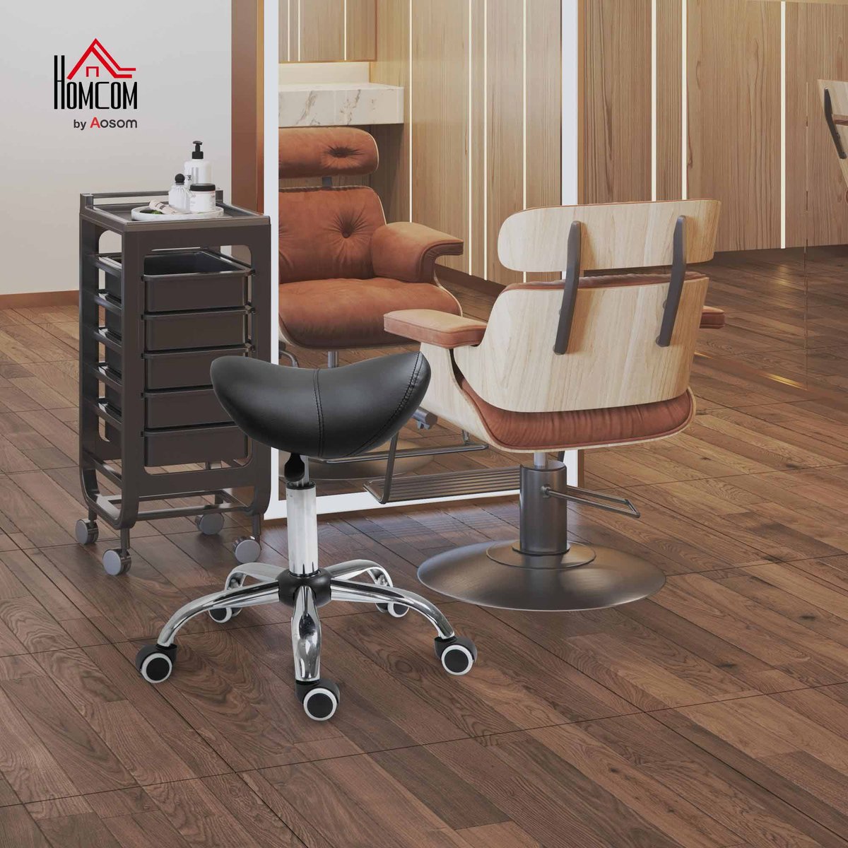 Tabouret de salon Métal Noir noir, HOMCOM
