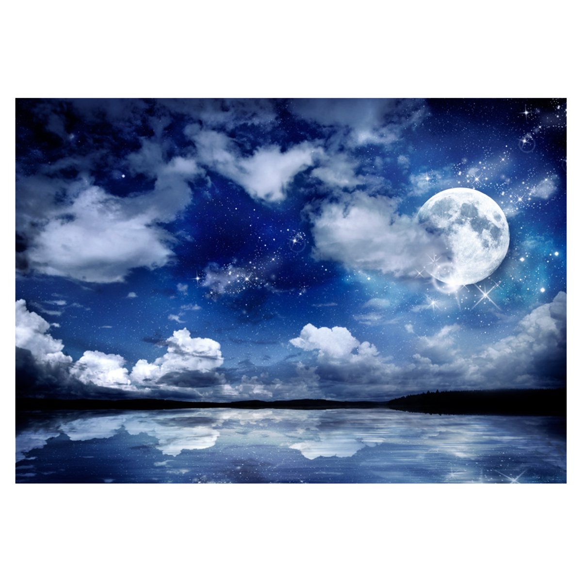 Papier peint intissé panoramique Paysage Nuit magique bleu, EDEN