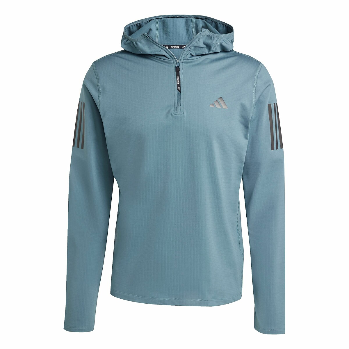 Felpa con cappuccio a mezza zip Own The Run verde, adidas Performance