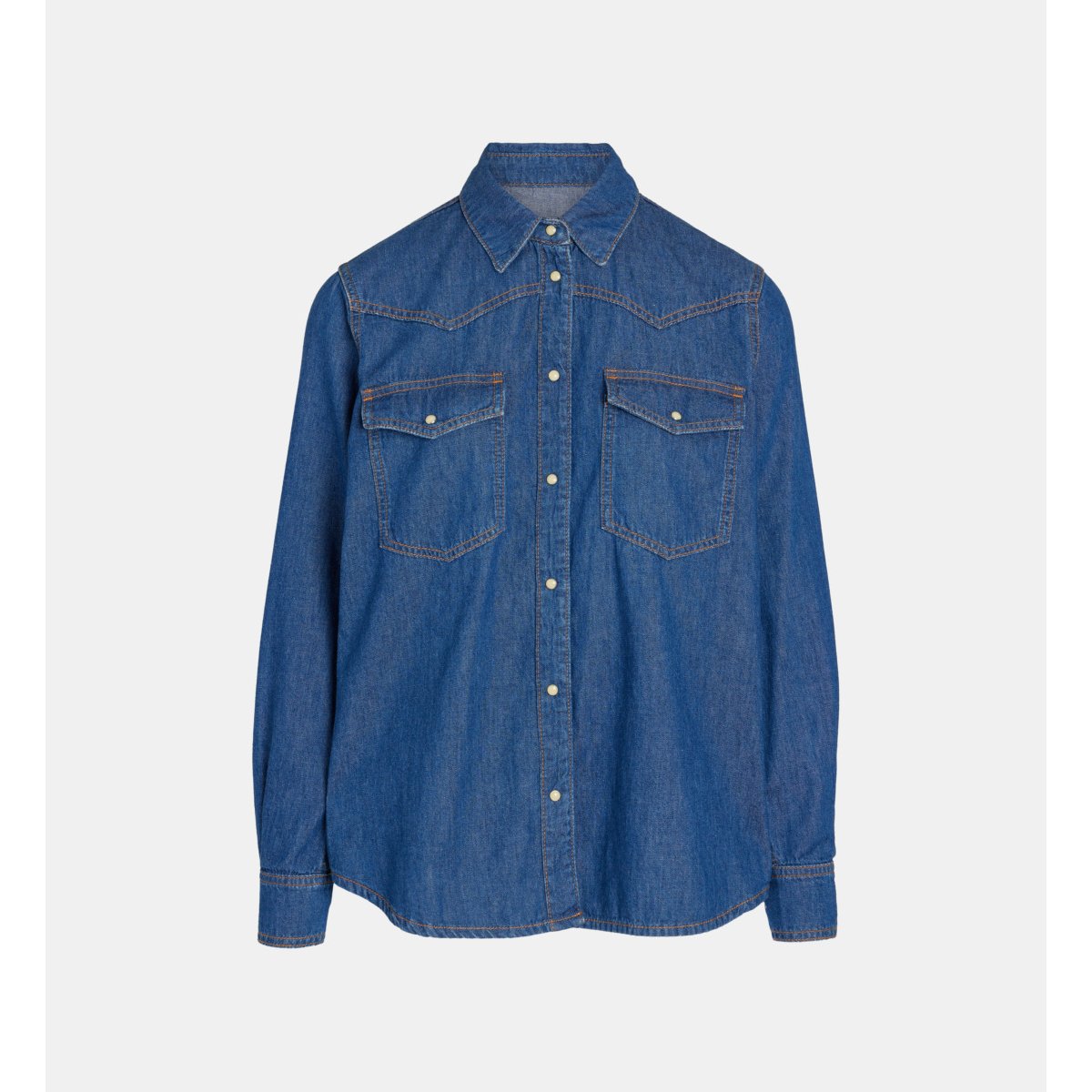 Chemise denim droite colorado coton bio bleu jean, GALERIES LAFAYETTE