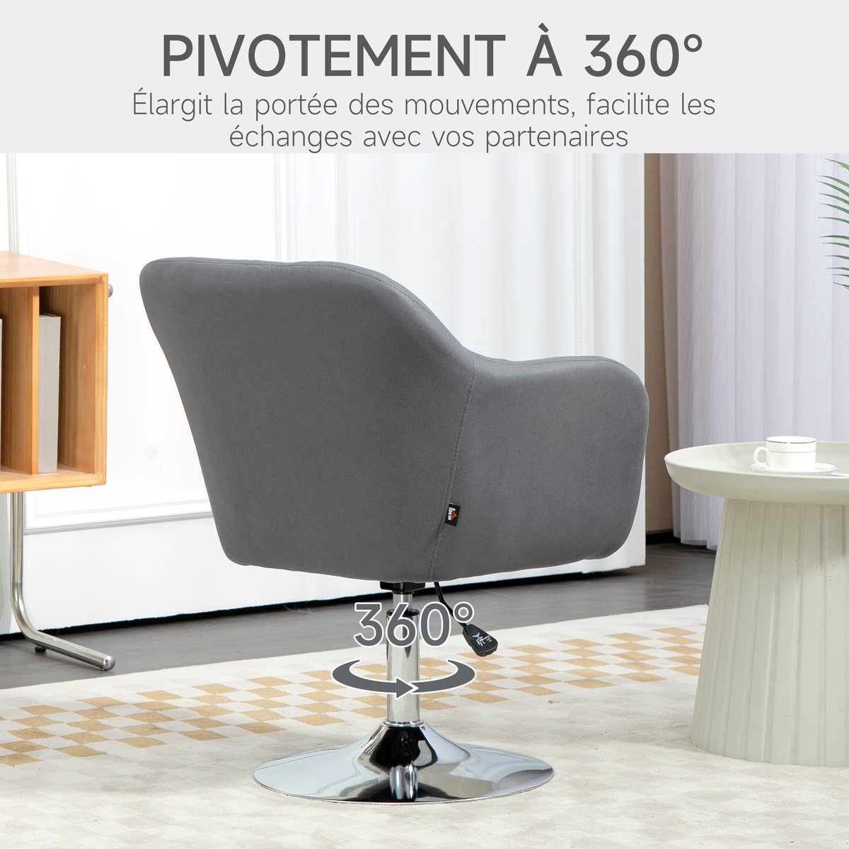 Accent Chair Tissu microfibre (100% gris foncé, HOMCOM