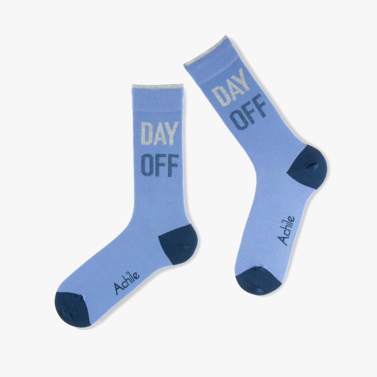 Mi-Chaussettes Fantaisie 'Day off' Coton mélangé bleu, ACHILE