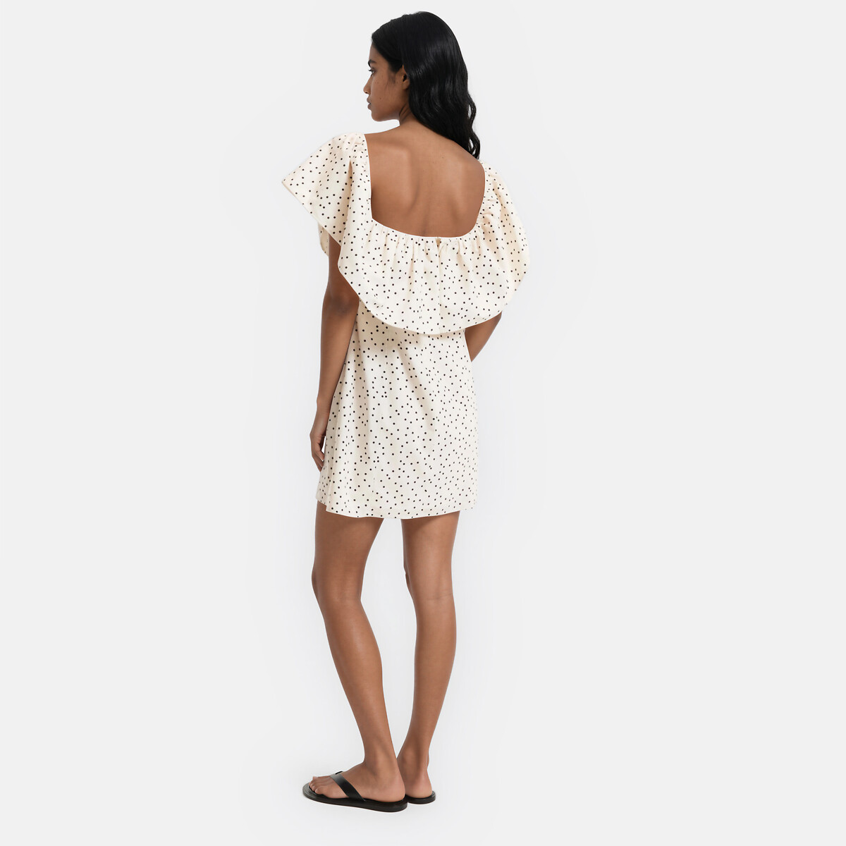 Robe bustier courte à pois et volant imprimé pois fond blanc, LA REDOUTE COLLECTIONS