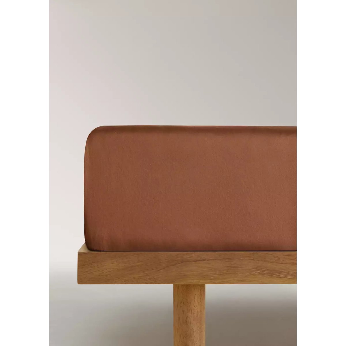 Drap-housse 100 % coton satin Lit 180 cm caramel, MANGO HOME