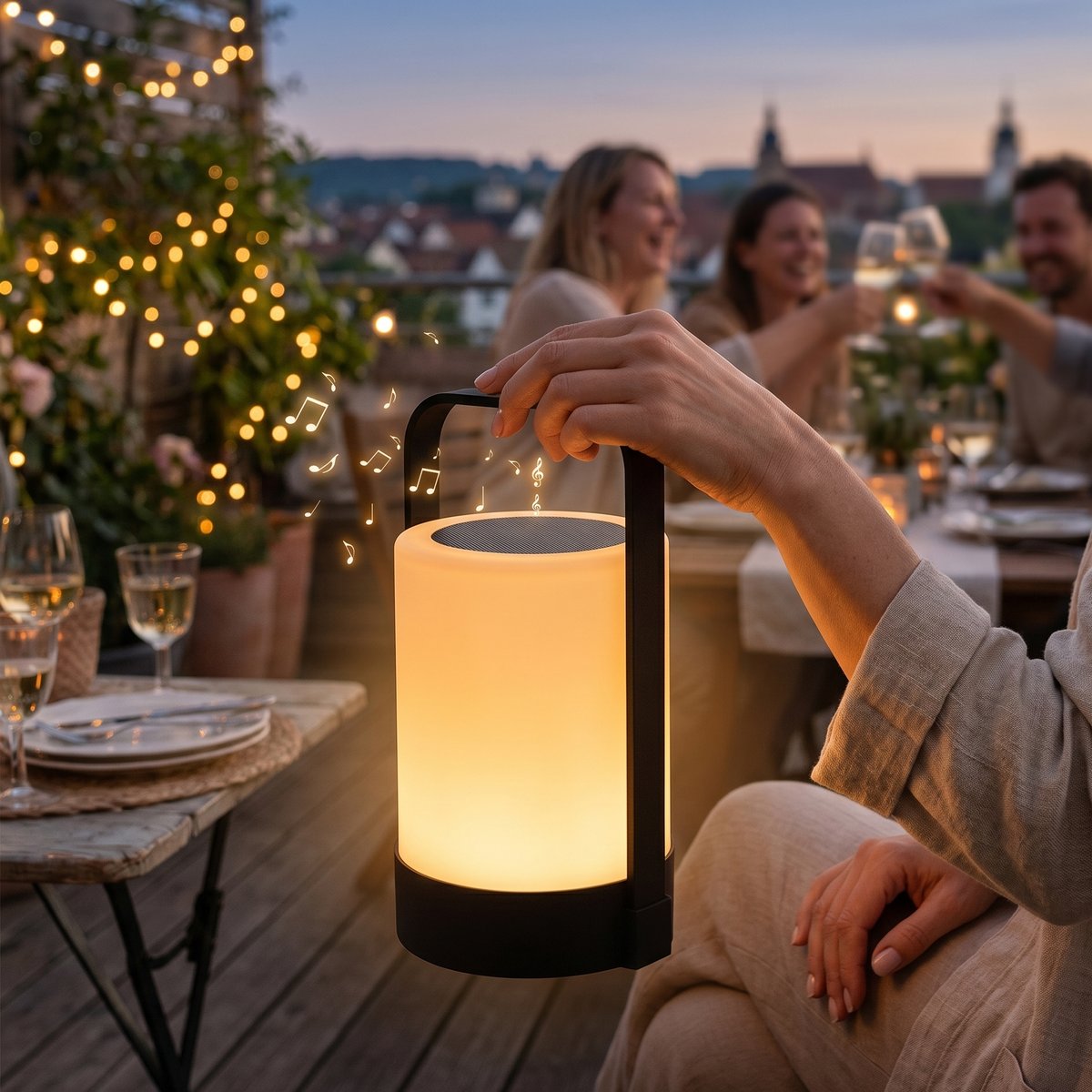 Lampe enceinte bluetooth sans fil NINA gris, LUMISKY