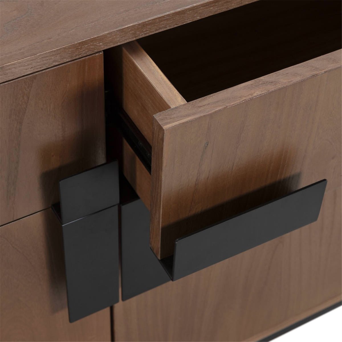 Buffet en bois d'orme et métal noyer, noir mat, RECOLLECTION
