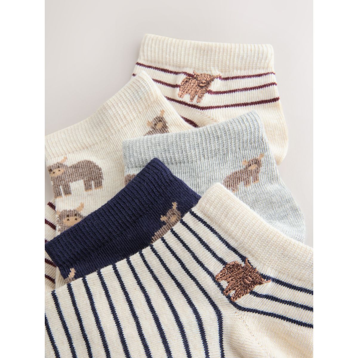 Chaussettes de sport à motif hamish, 5 paires marine/avoine, NEXT