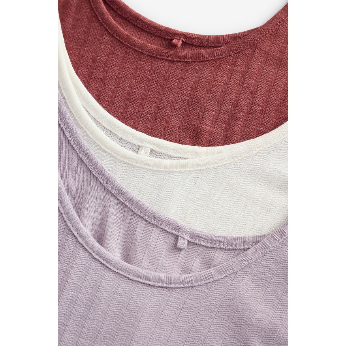 Débardeur côtelé, lot de 3 rouille/crème/mauve violet, NEXT