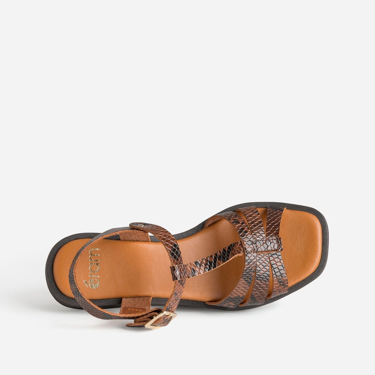 Sandale Plate en cuir NADINA python marron, ERAM