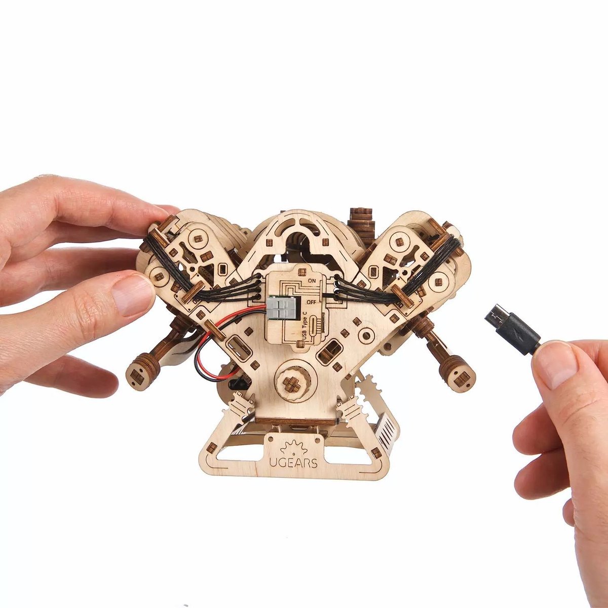 Puzzle 3D Moteur V8 beige, UGEARS