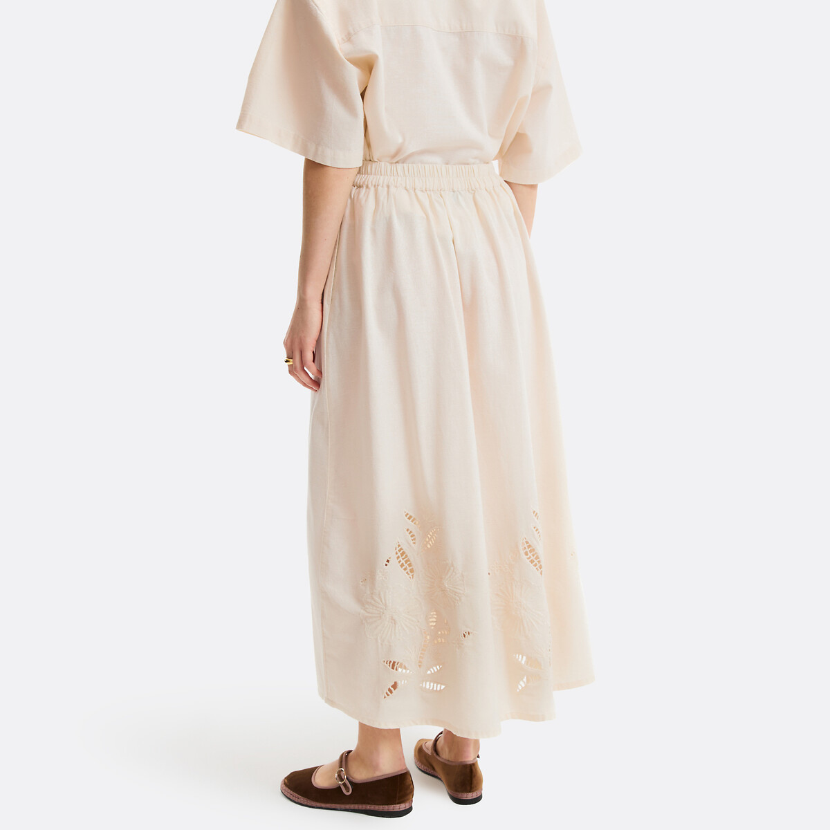 Embroidered Openwork Maxi Skirt ivory embroidered, LA REDOUTE COLLECTIONS