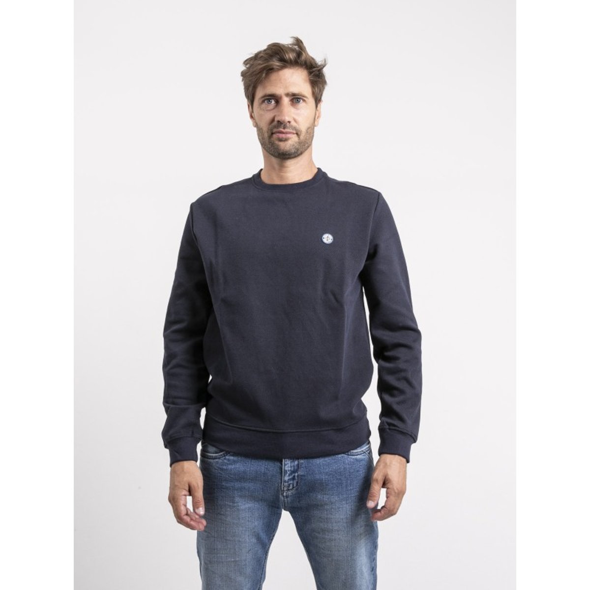 Sweat Col Rond Pur Coton Widalgo bleu marine, RITCHIE