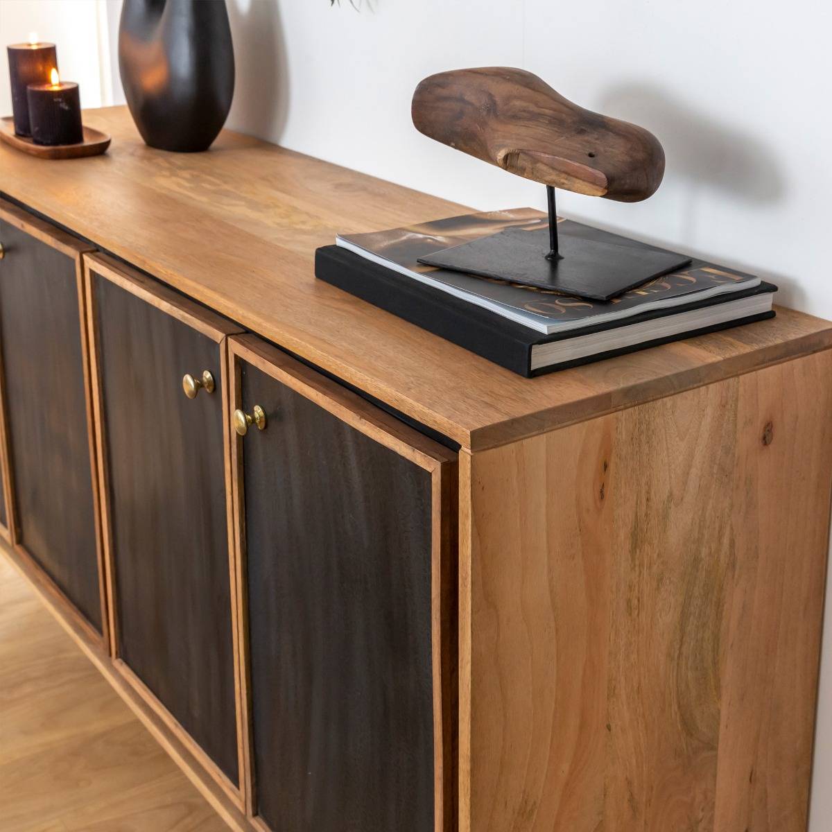 Buffet en bois de manguier LÉANDRO noir, MADE IN MEUBLES